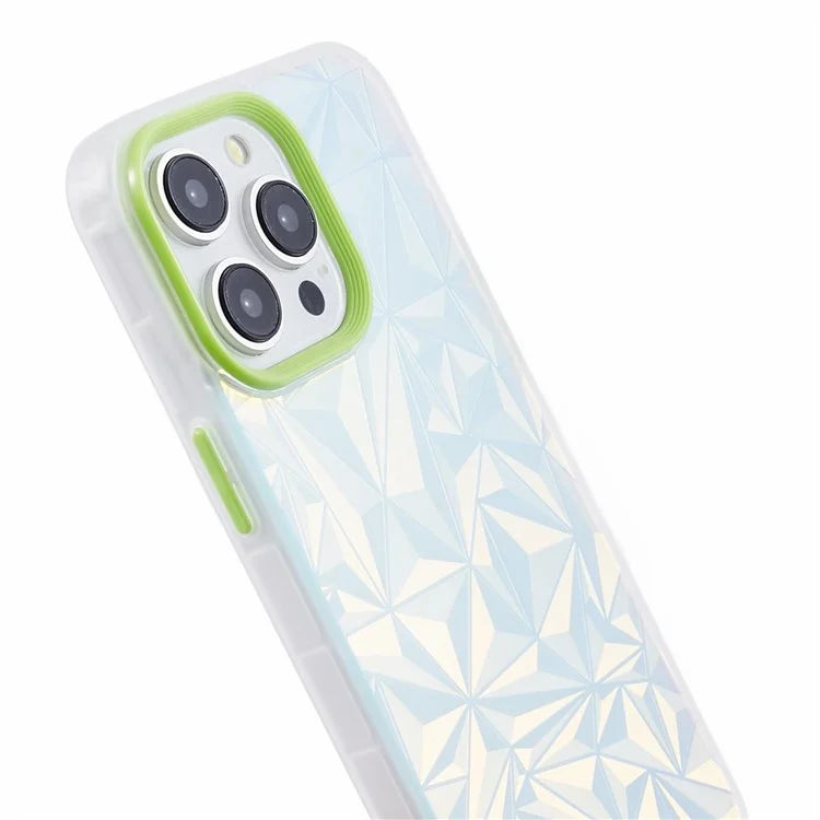 For iPhone 15 Pro Case TPU+PC Diamond Texture Shockproof Phone Back Cover