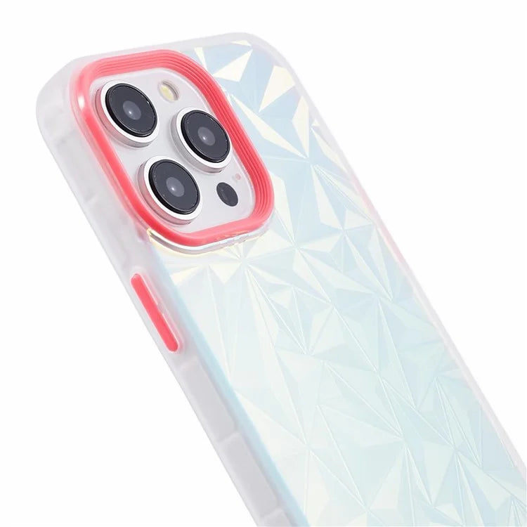 For iPhone 15 Pro Case TPU+PC Diamond Texture Shockproof Phone Back Cover