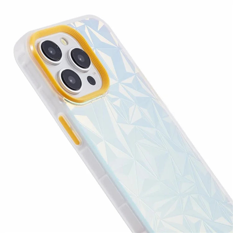 For iPhone 15 Pro Case TPU+PC Diamond Texture Shockproof Phone Back Cover