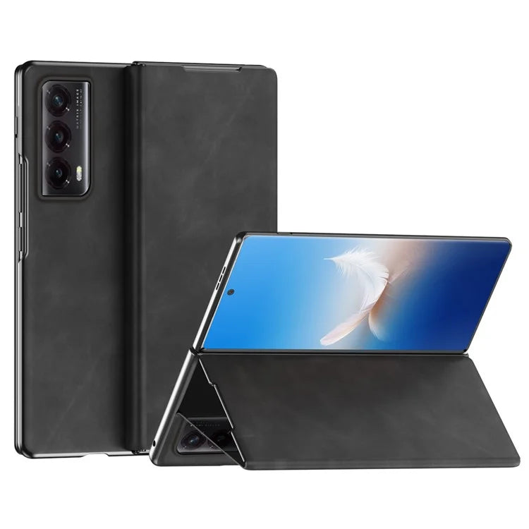 For Honor Magic Vs2 5G Case Nappa Texture Leather + PC Stand Phone Cover
