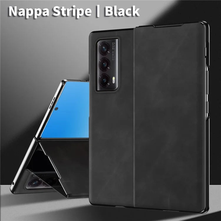For Honor Magic Vs2 5G Case Nappa Texture Leather + PC Stand Phone Cover