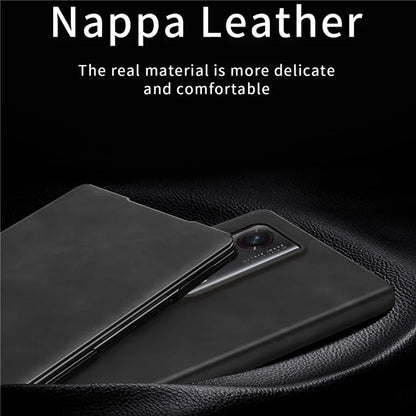 For Honor Magic Vs2 5G Case Nappa Texture Leather + PC Stand Phone Cover