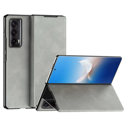 For Honor Magic Vs2 5G Case Nappa Texture Leather + PC Stand Phone Cover