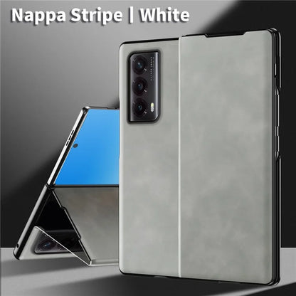 For Honor Magic Vs2 5G Case Nappa Texture Leather + PC Stand Phone Cover