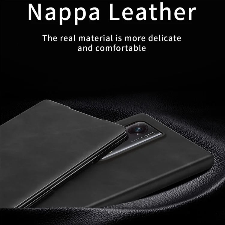 For Honor Magic Vs2 5G Case Nappa Texture Leather + PC Stand Phone Cover