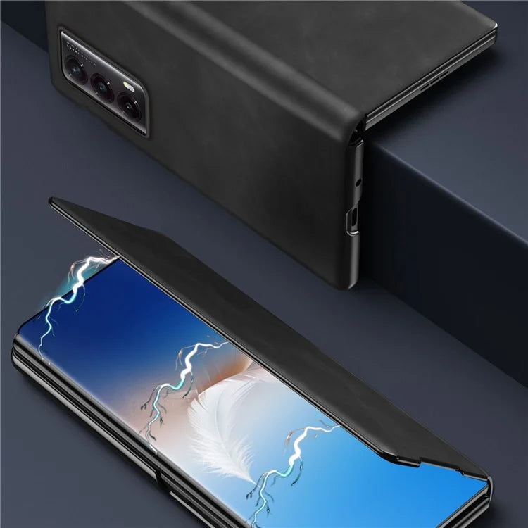 For Honor Magic Vs2 5G Case Nappa Texture Leather + PC Stand Phone Cover