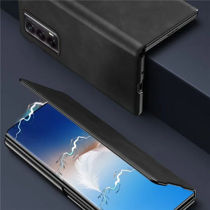 For Honor Magic Vs2 5G Case Nappa Texture Leather + PC Stand Phone Cover