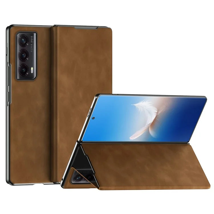 For Honor Magic Vs2 5G Case Nappa Texture Leather + PC Stand Phone Cover