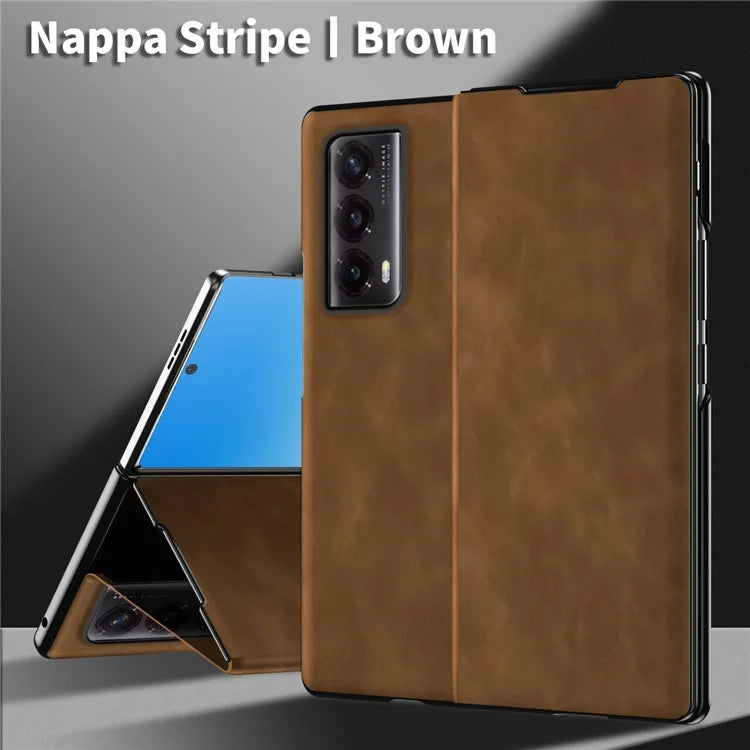 For Honor Magic Vs2 5G Case Nappa Texture Leather + PC Stand Phone Cover