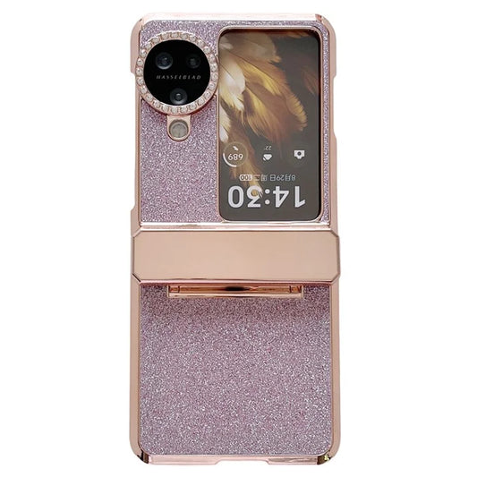 For Oppo Find N3 Flip 5G Case PU Leather + PC Glitter Phone Cover