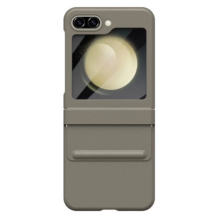 For Samsung Galaxy Z Flip5 5G Case Hinge Leather+PC Phone Cover with Tempered Glass Rear Screen Film