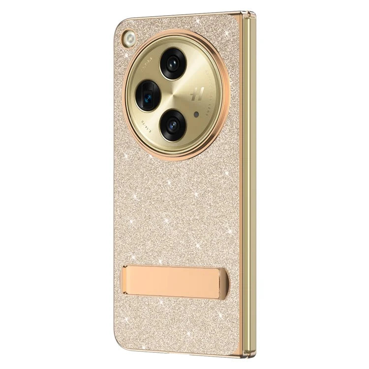 For OnePlus Open Case Kickstand Glitter PU Leather + PC Folding Phone Cover