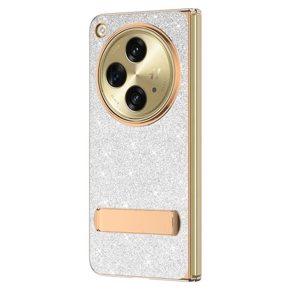 For OnePlus Open Case Kickstand Glitter PU Leather + PC Folding Phone Cover