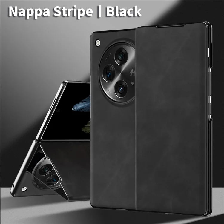 For OnePlus Open Folding Case Nappa Texture Stand Leather + PC Phone Cover