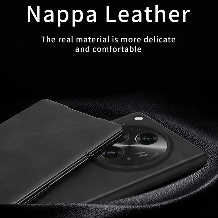 For OnePlus Open Folding Case Nappa Texture Stand Leather + PC Phone Cover