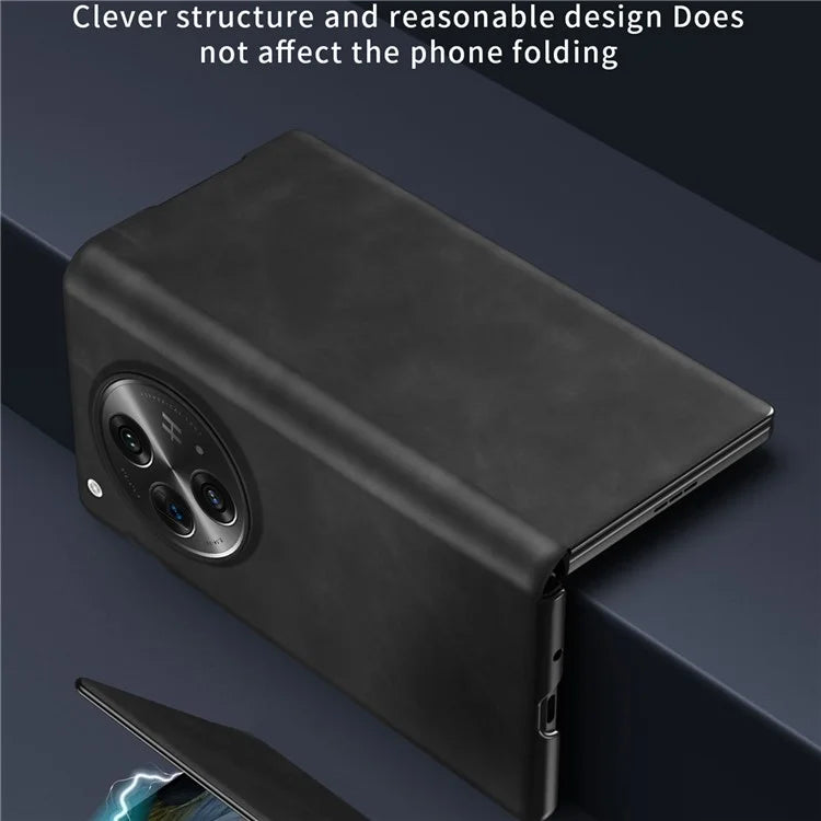 For OnePlus Open Folding Case Nappa Texture Stand Leather + PC Phone Cover
