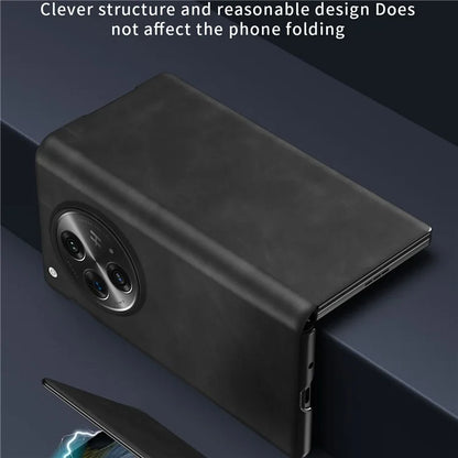 For OnePlus Open Folding Case Nappa Texture Stand Leather + PC Phone Cover