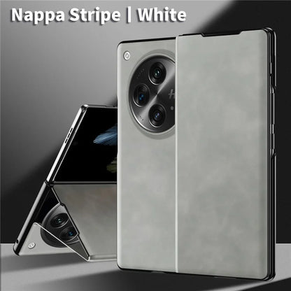 For OnePlus Open Folding Case Nappa Texture Stand Leather + PC Phone Cover