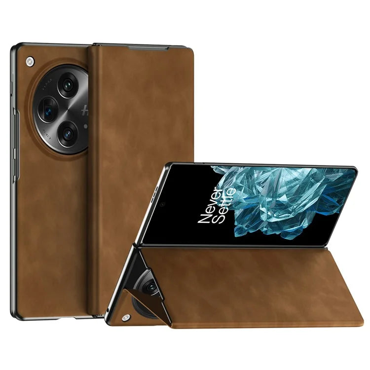 For OnePlus Open Folding Case Nappa Texture Stand Leather + PC Phone Cover