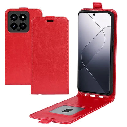 For Xiaomi 14 Case Crazy Horse Texture Leather Cover with Card Holder