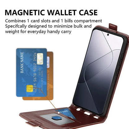 For Xiaomi 14 Case Crazy Horse Texture Leather Cover with Card Holder