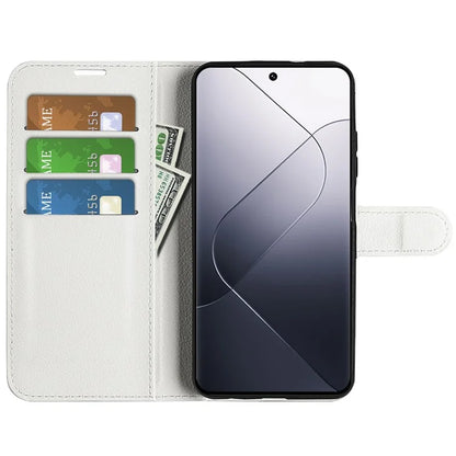 For Xiaomi 14 Case Litchi Texture PU Leather Stand Phone Wallet Cover