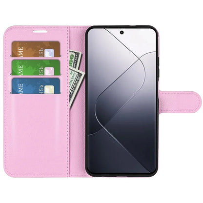 For Xiaomi 14 Case Litchi Texture PU Leather Stand Phone Wallet Cover