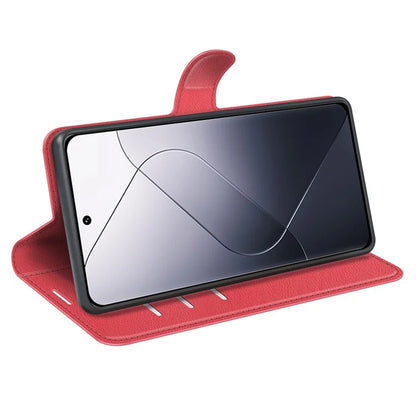 For Xiaomi 14 Case Litchi Texture PU Leather Stand Phone Wallet Cover