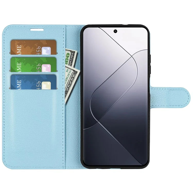 For Xiaomi 14 Case Litchi Texture PU Leather Stand Phone Wallet Cover