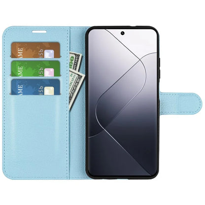 For Xiaomi 14 Case Litchi Texture PU Leather Stand Phone Wallet Cover