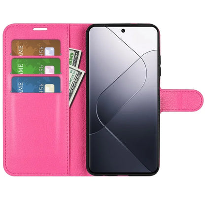For Xiaomi 14 Case Litchi Texture PU Leather Stand Phone Wallet Cover