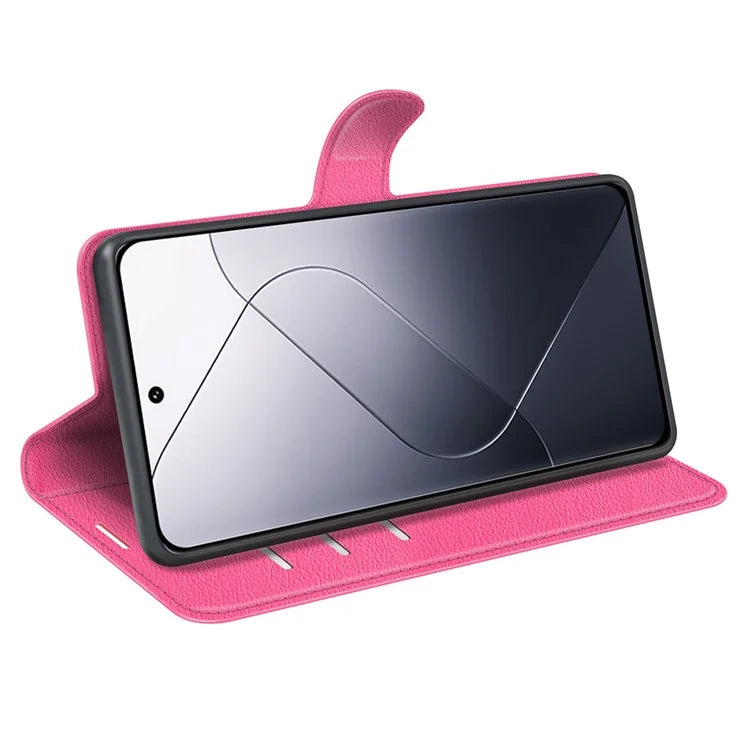 For Xiaomi 14 Case Litchi Texture PU Leather Stand Phone Wallet Cover
