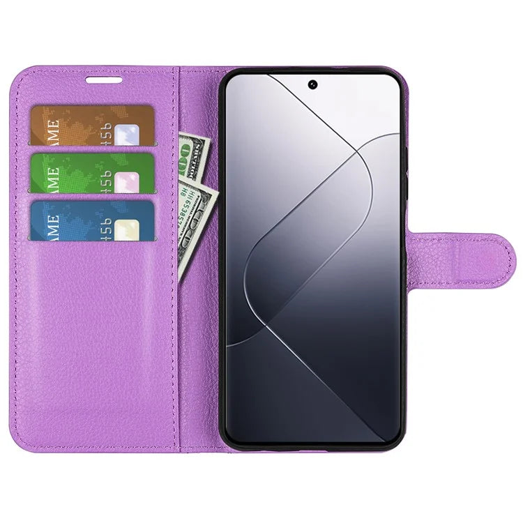 For Xiaomi 14 Case Litchi Texture PU Leather Stand Phone Wallet Cover