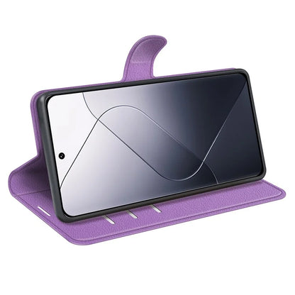 For Xiaomi 14 Case Litchi Texture PU Leather Stand Phone Wallet Cover