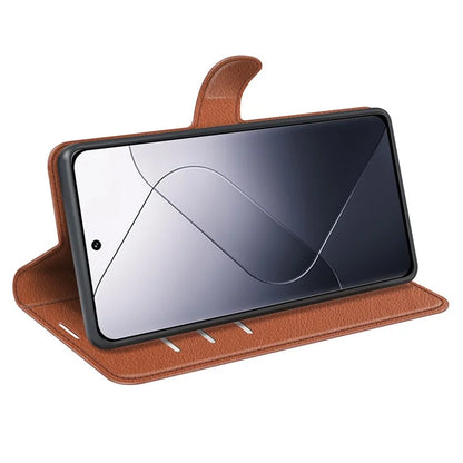 For Xiaomi 14 Case Litchi Texture PU Leather Stand Phone Wallet Cover