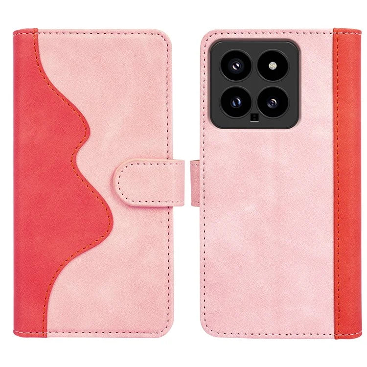 For Xiaomi 14 Case Color Splicing PU Leather Phone Wallet Cover