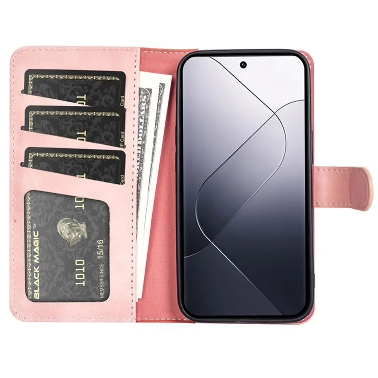 For Xiaomi 14 Case Color Splicing PU Leather Phone Wallet Cover