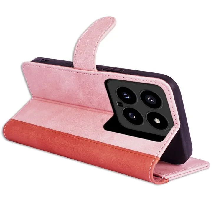 For Xiaomi 14 Case Color Splicing PU Leather Phone Wallet Cover