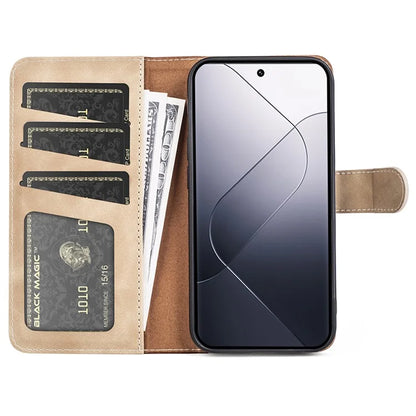 For Xiaomi 14 Case Color Splicing PU Leather Phone Wallet Cover