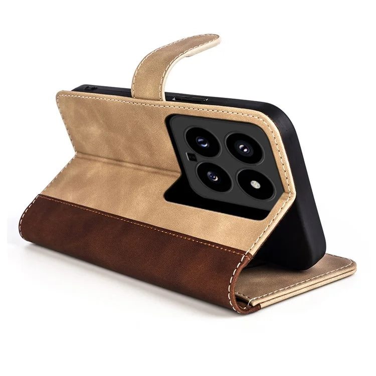 For Xiaomi 14 Case Color Splicing PU Leather Phone Wallet Cover