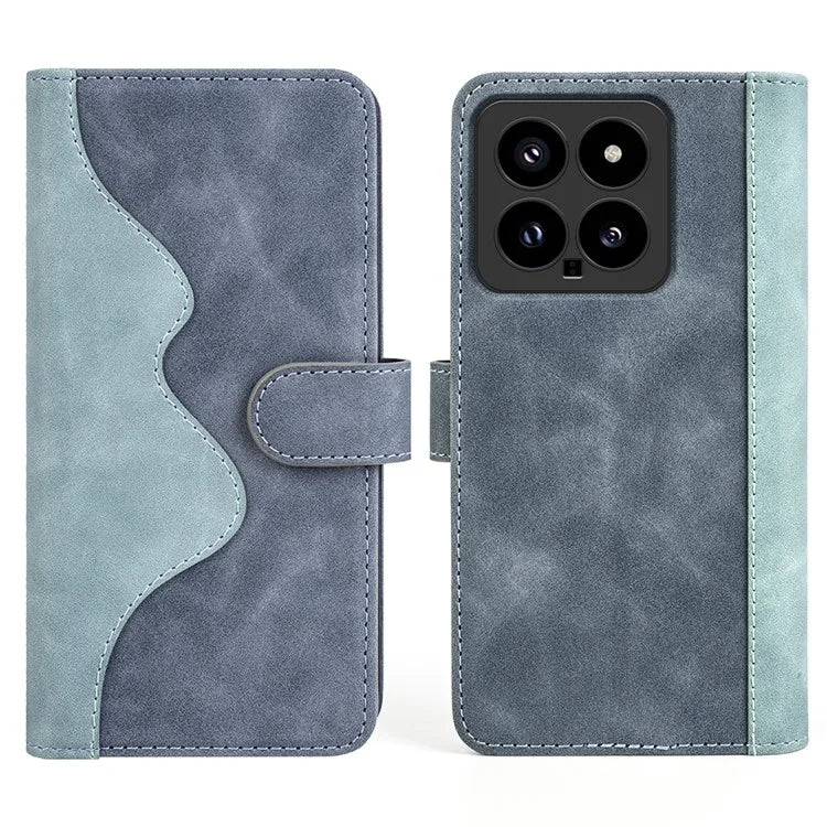 For Xiaomi 14 Case Color Splicing PU Leather Phone Wallet Cover