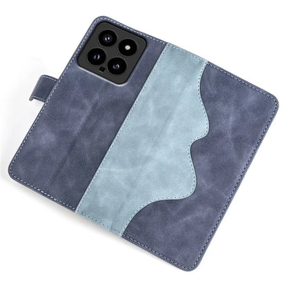 For Xiaomi 14 Case Color Splicing PU Leather Phone Wallet Cover