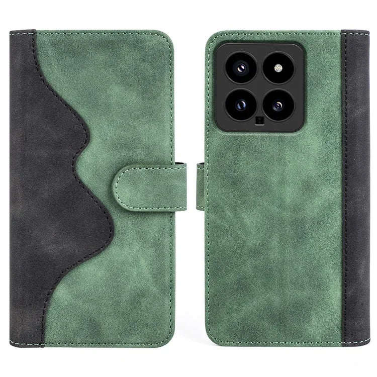 For Xiaomi 14 Case Color Splicing PU Leather Phone Wallet Cover