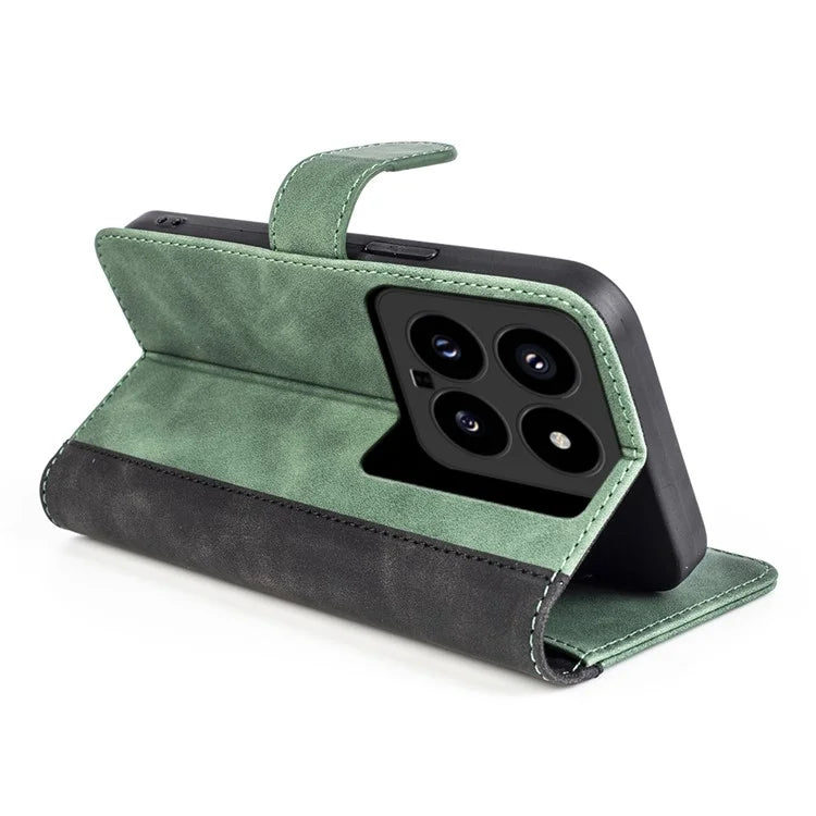 For Xiaomi 14 Case Color Splicing PU Leather Phone Wallet Cover