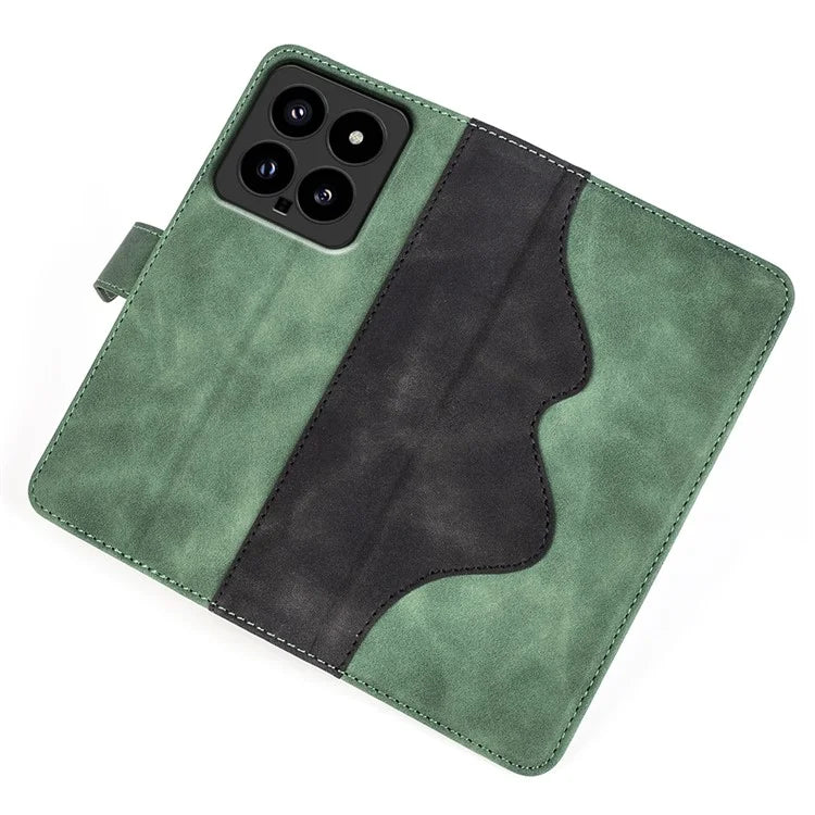 For Xiaomi 14 Case Color Splicing PU Leather Phone Wallet Cover