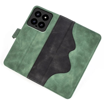 For Xiaomi 14 Case Color Splicing PU Leather Phone Wallet Cover