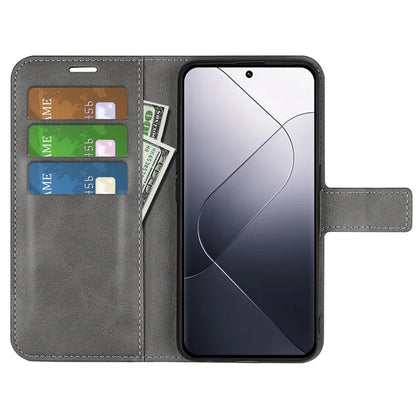 For Xiaomi 14 Case Calf Texture PU Leather Flip Phone Wallet Cover