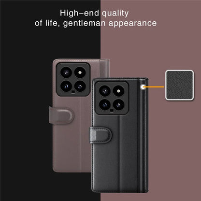 For Xiaomi 14 Case Genuine Split Leather Phone Cover with Wallet