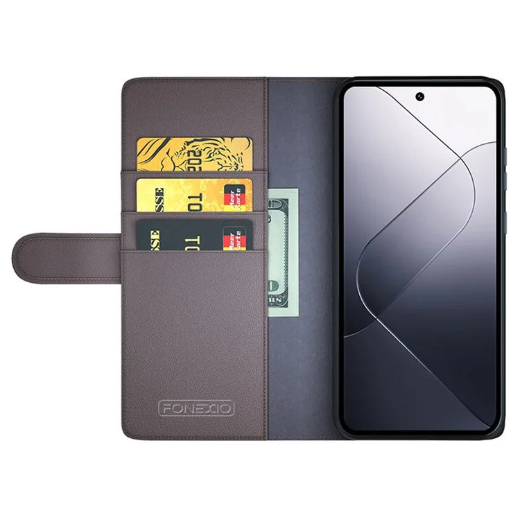 For Xiaomi 14 Case Genuine Split Leather Phone Cover with Wallet
