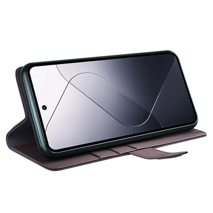 For Xiaomi 14 Case Genuine Split Leather Phone Cover with Wallet